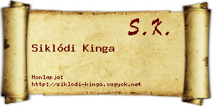 Siklódi Kinga névjegykártya